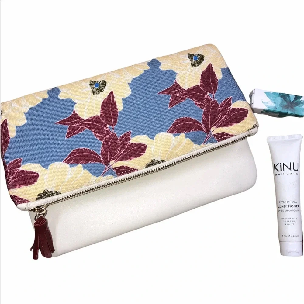 RACHEL Pally floral clutch with beauty samples